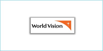 The World Vision logo, black text on a white background with a white star on an orange background in the top right corner