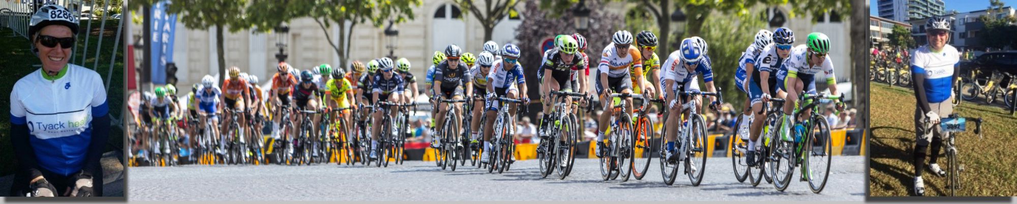 A collage of images showing Tyack Health's bicycle team