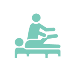 An icon of a physiotherapist helping a patient