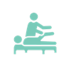 An icon of a physiotherapist helping a patient