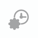 An icon of a cog next to a clock