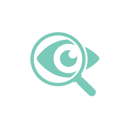 An icon of an eye looking through a magnifying glass