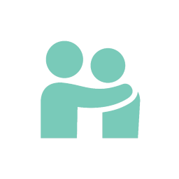 An icon of two people hugging each other