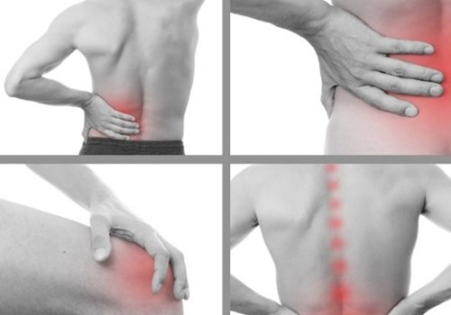 A collage of images showing a patient with various points of pain over their body